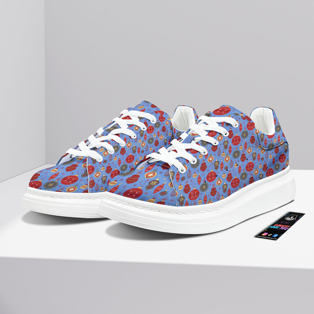 Baubles Christmas Print Pattern Platform Shoes-grizzshop