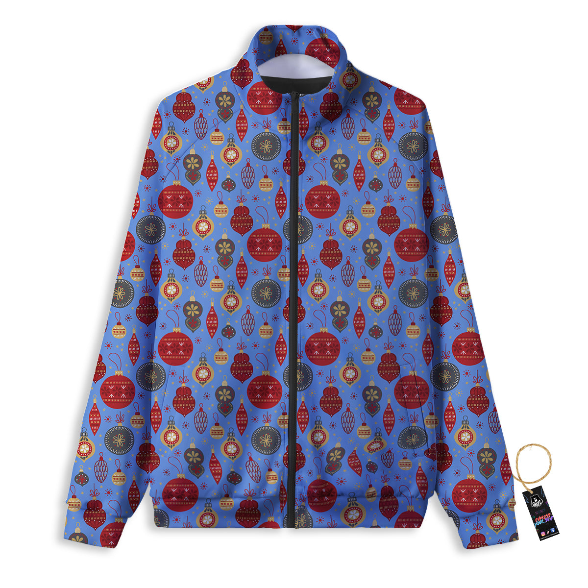 Baubles Christmas Print Pattern Track Jacket-grizzshop