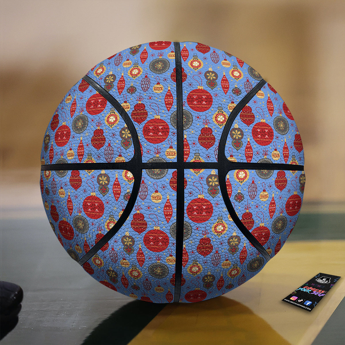 Baubles Christmas Print Pattern Basketball