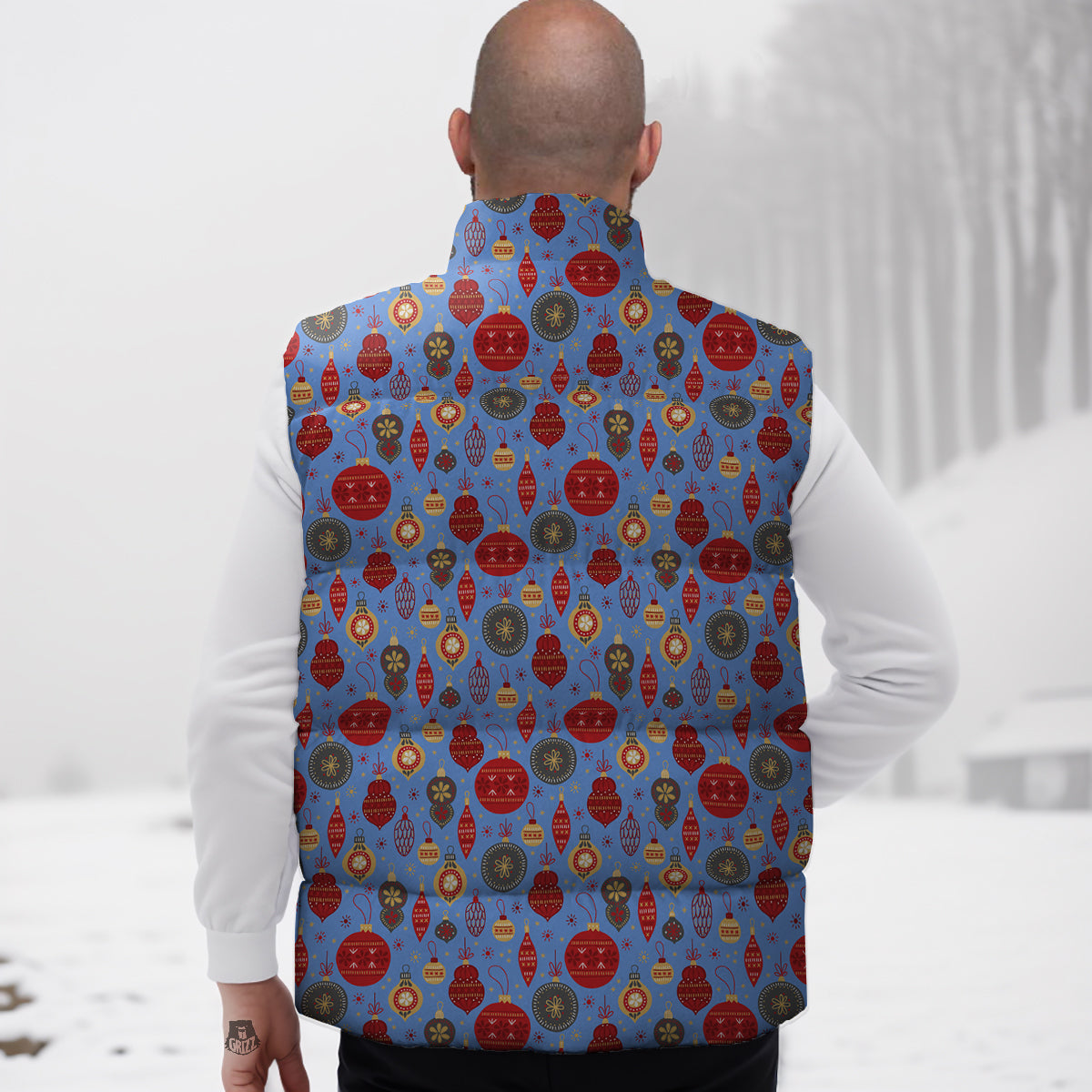 Baubles Christmas Print Pattern Down Vest