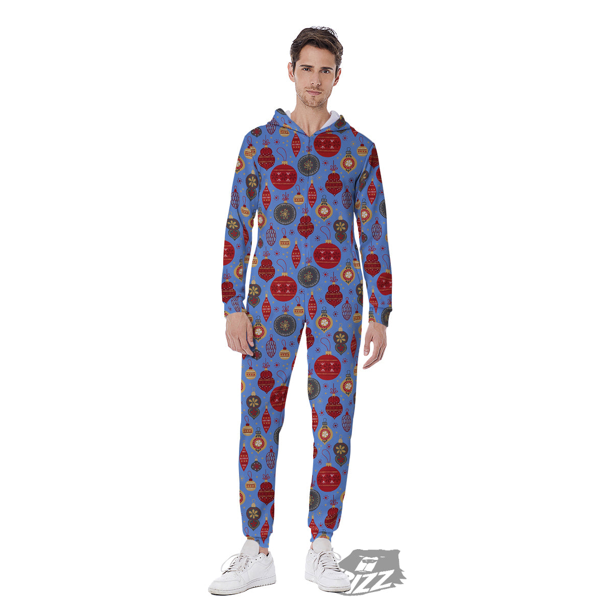 Baubles Christmas Print Pattern Men's Jumpsuit-grizzshop