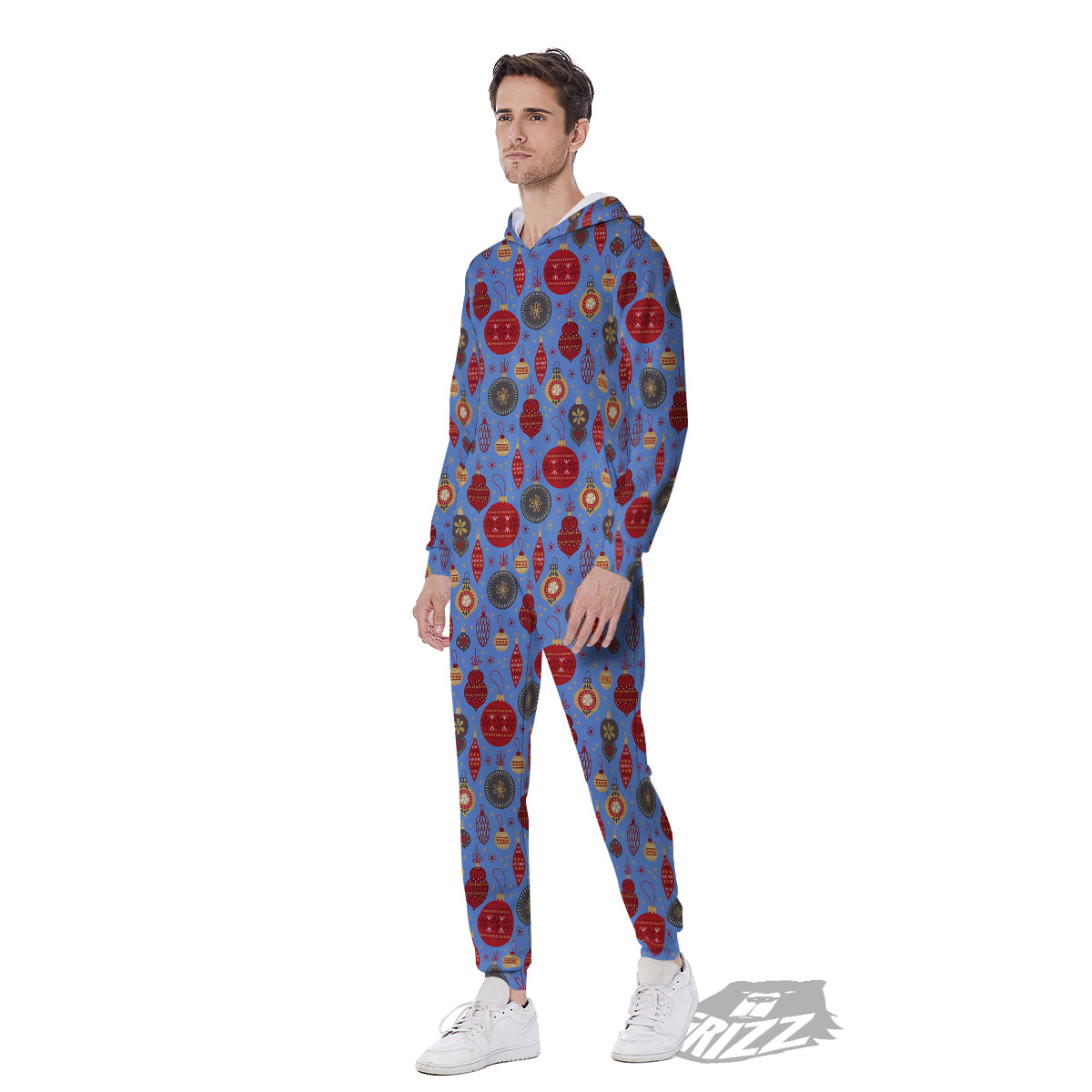 Baubles Christmas Print Pattern Men's Jumpsuit-grizzshop