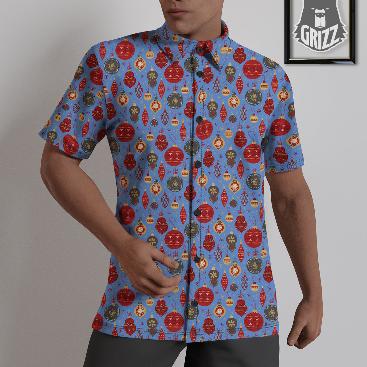 Baubles Christmas Print Pattern Untucked Shirts-grizzshop