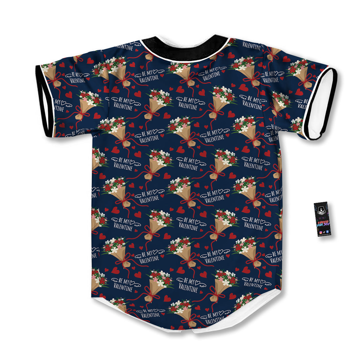 Be My Valentine Floral Print Pattern Baseball Jersey-grizzshop