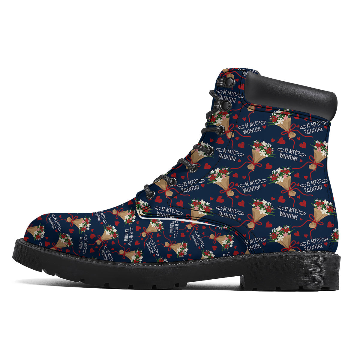 Be My Valentine Floral Print Pattern Boots-grizzshop