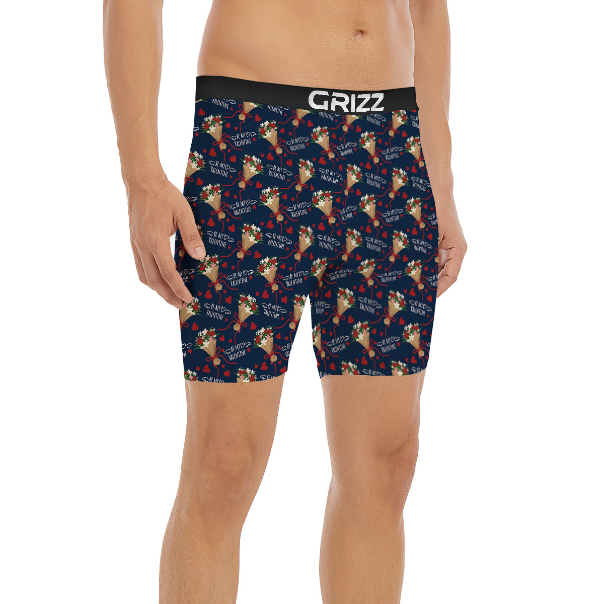 Be My Valentine Floral Print Pattern Boxer Briefs-grizzshop