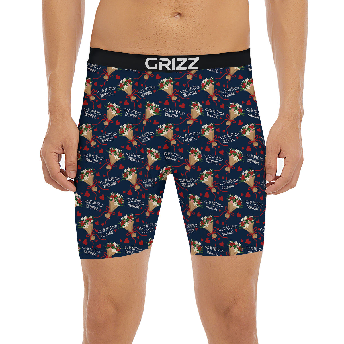 Be My Valentine Floral Print Pattern Boxer Briefs-grizzshop