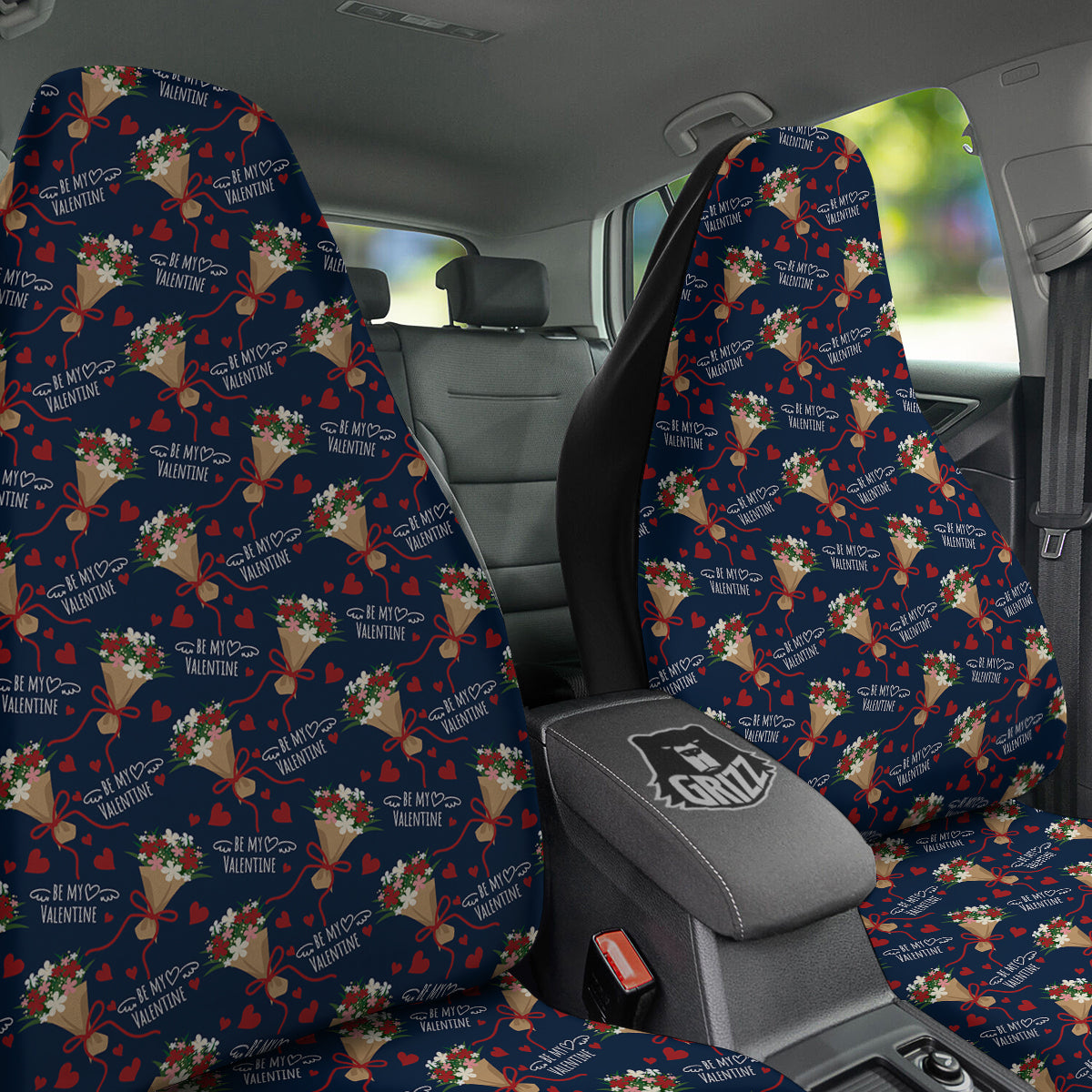 Be My Valentine Floral Print Pattern Car Seat Covers-grizzshop