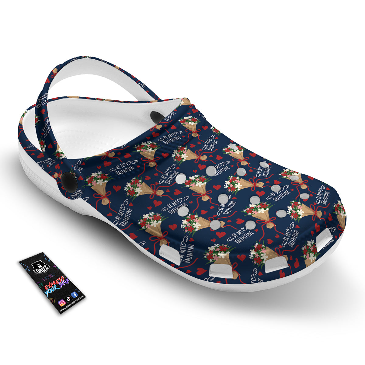 Be My Valentine Floral Print Pattern Clog-grizzshop