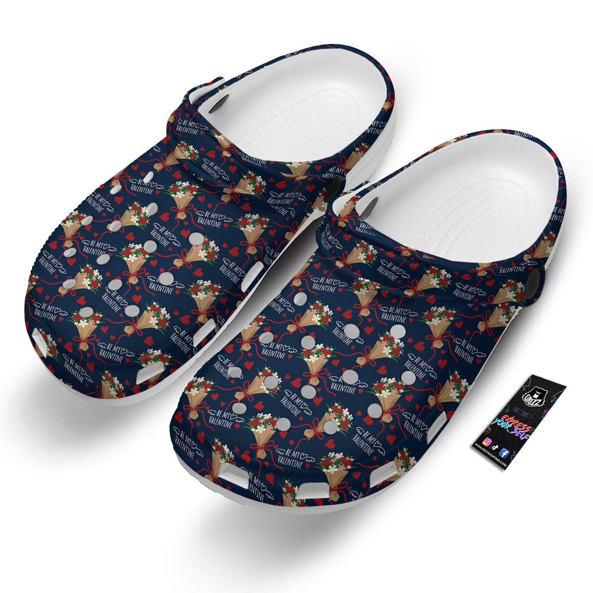 Be My Valentine Floral Print Pattern Clog-grizzshop