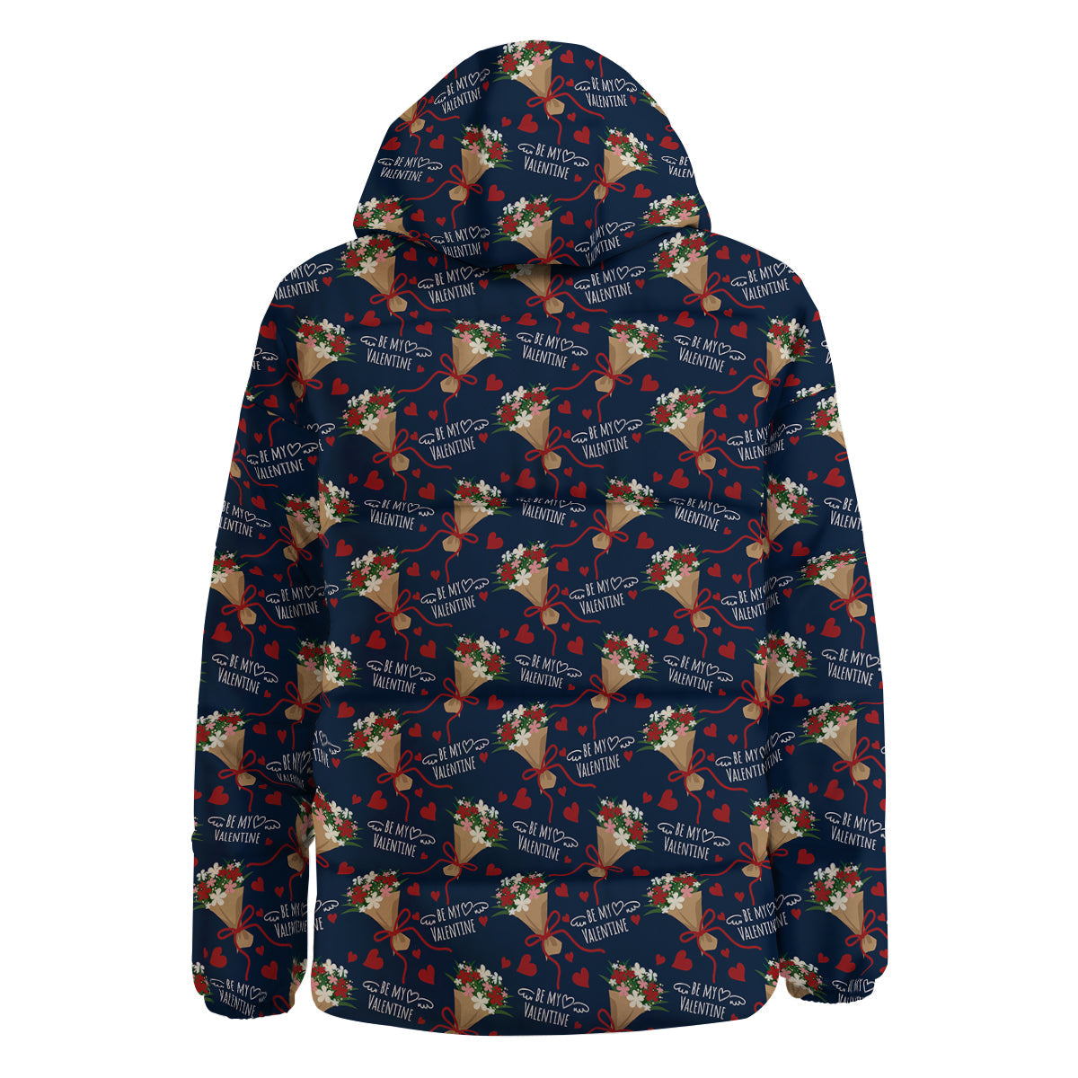 Be My Valentine Floral Print Pattern Down Jacket-grizzshop