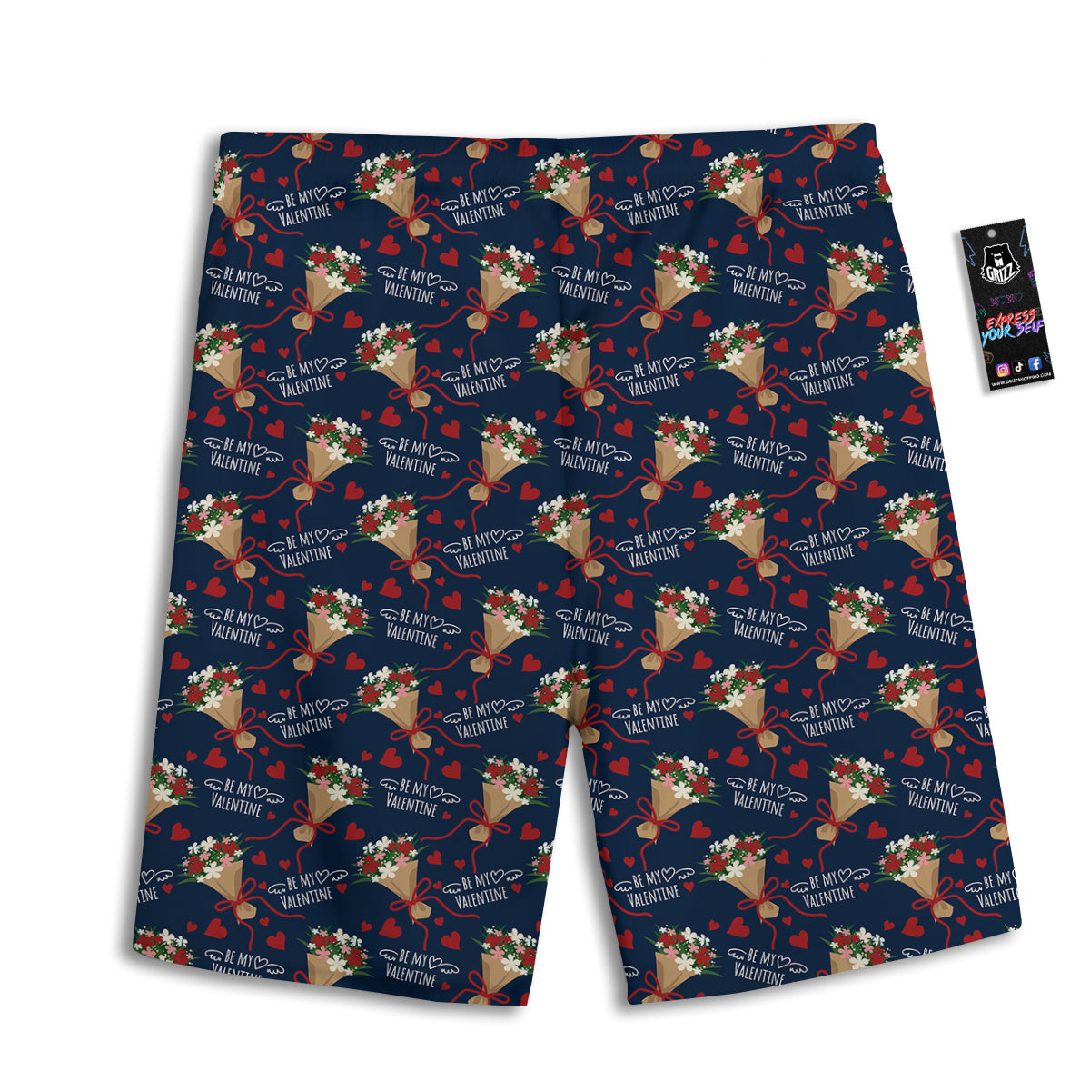 Be My Valentine Floral Print Pattern Men's Athletic Shorts