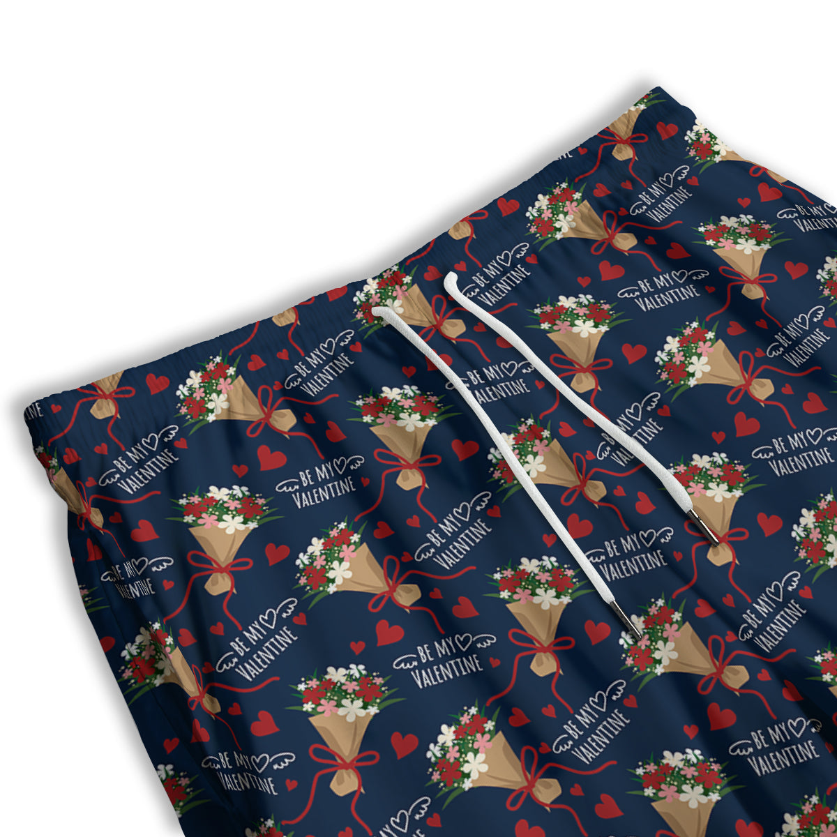 Be My Valentine Floral Print Pattern Men's Athletic Shorts