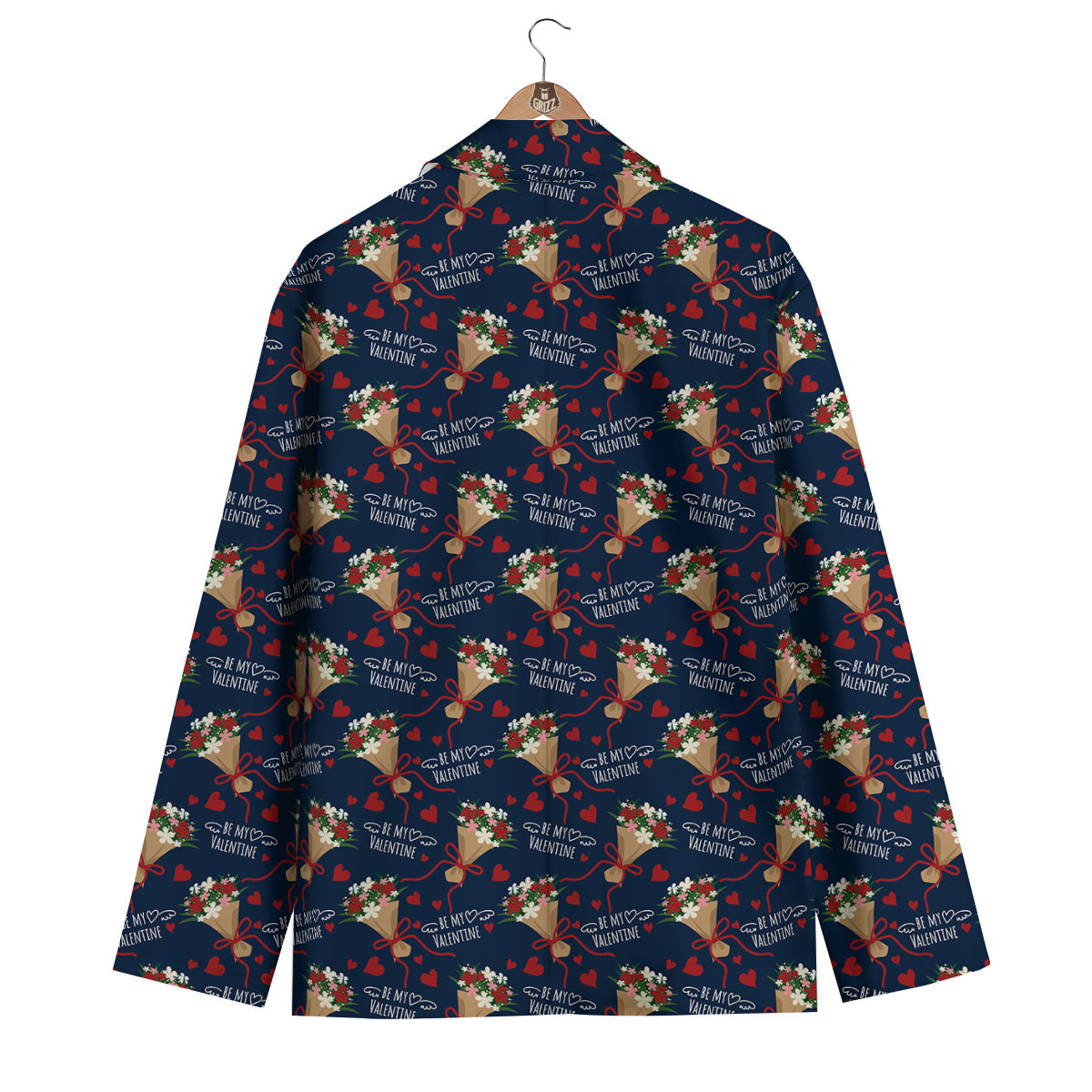 Be My Valentine Floral Print Pattern Men's Blazer-grizzshop