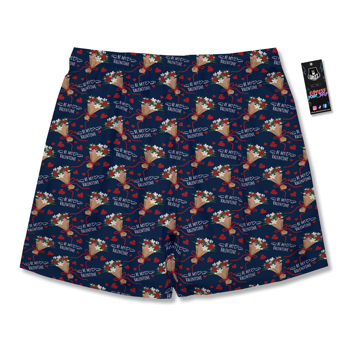 Be My Valentine Floral Print Pattern Men's Running Shorts-grizzshop