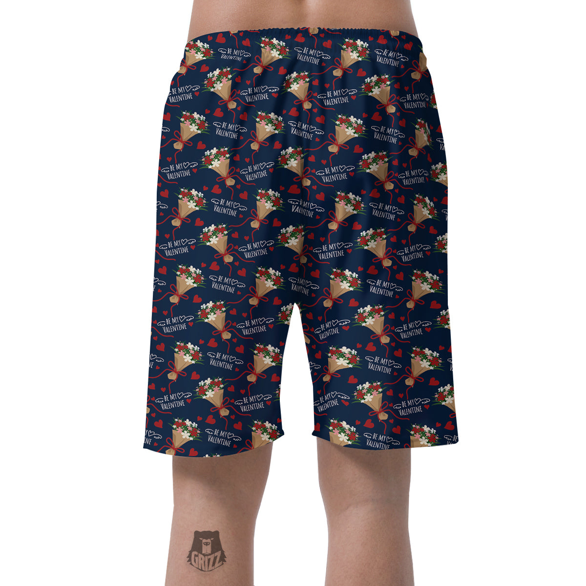 Be My Valentine Floral Print Pattern Men's Shorts-grizzshop