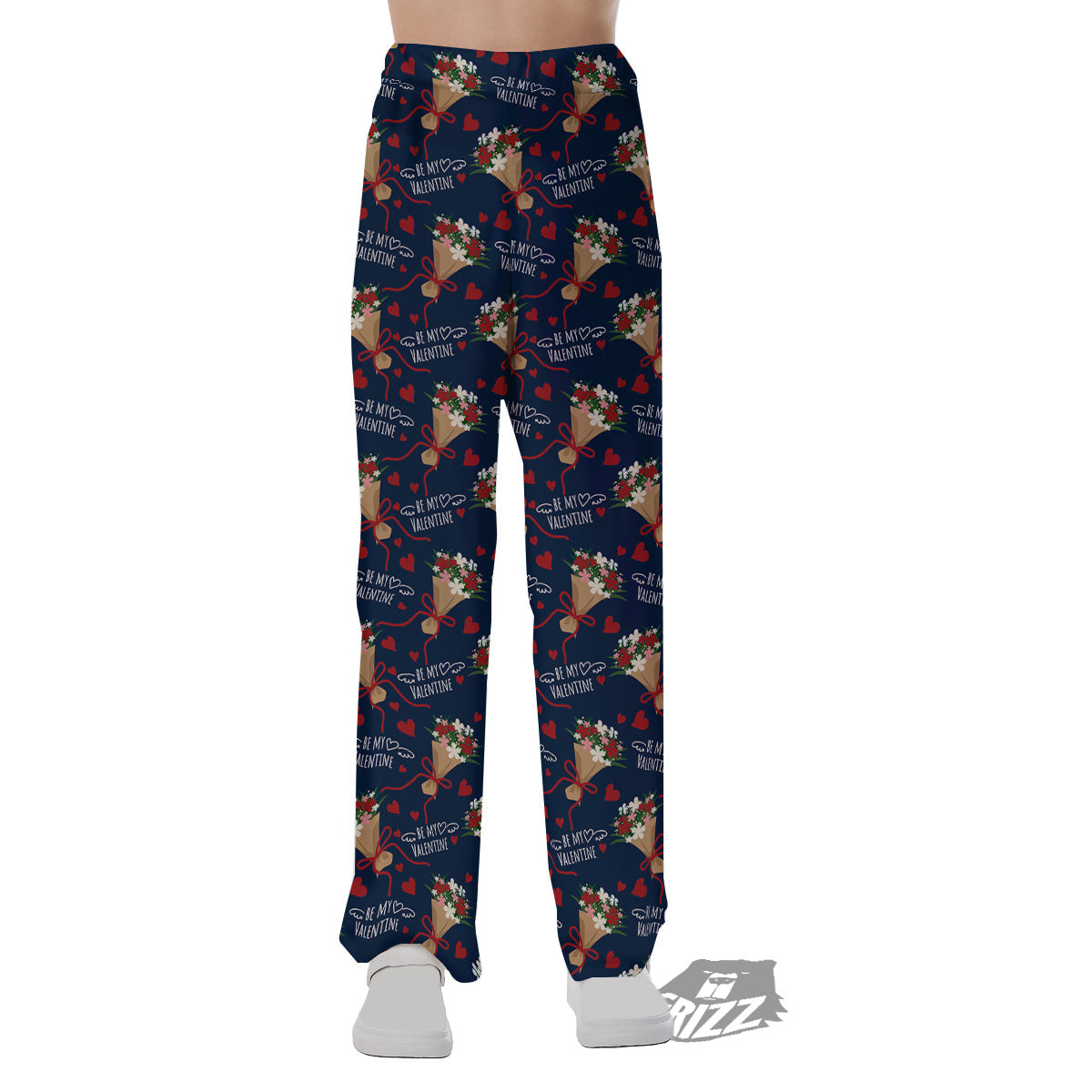 Be My Valentine Floral Print Pattern Pajama Pants-grizzshop