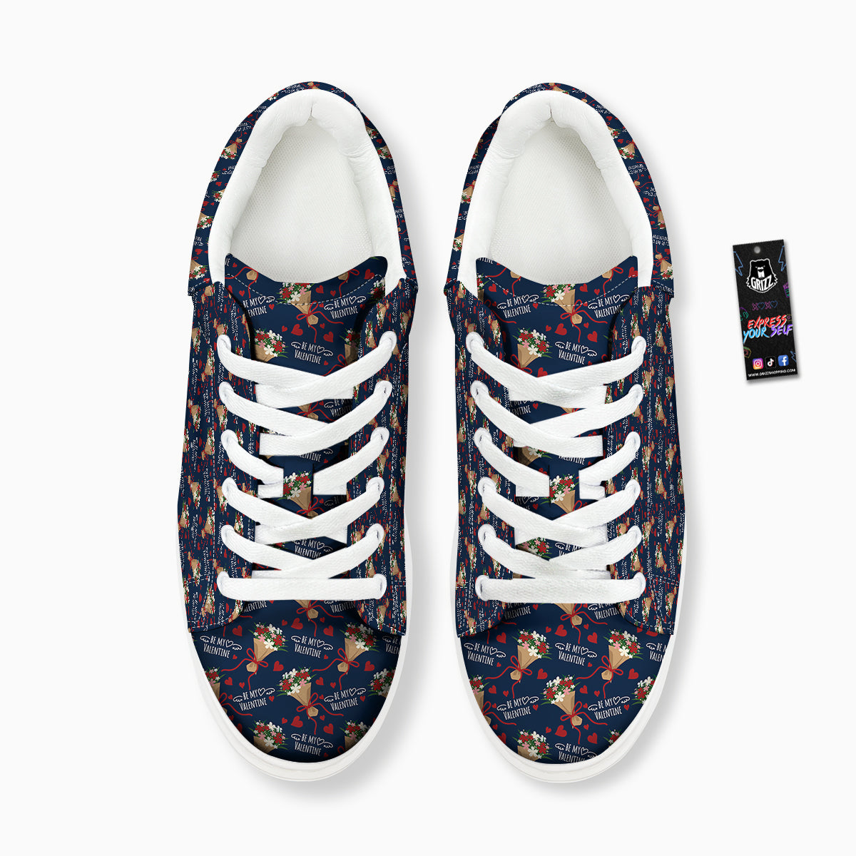 Be My Valentine Floral Print Pattern Platform Shoes-grizzshop