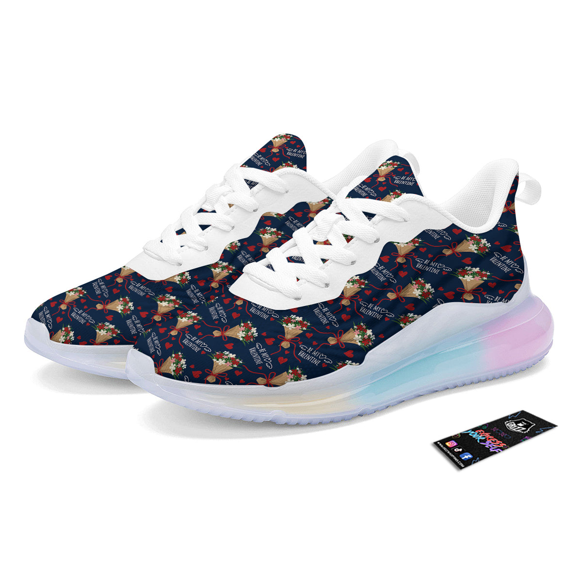 Be My Valentine Floral Print Pattern Running Sneakers-grizzshop