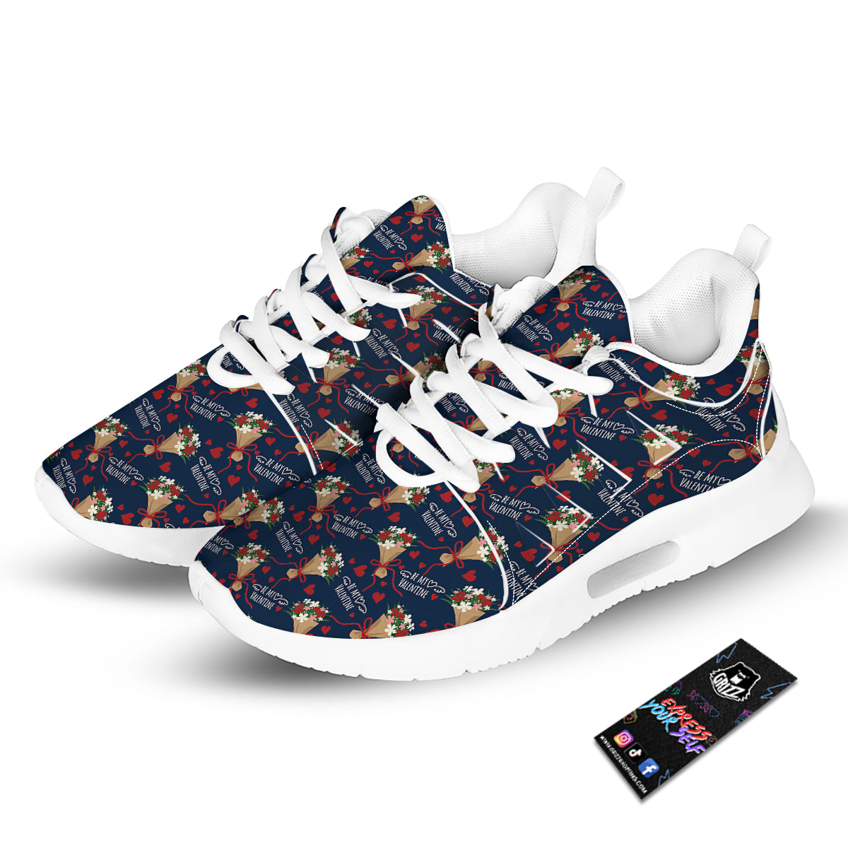 Be My Valentine Floral Print Pattern Tennis Shoes-grizzshop