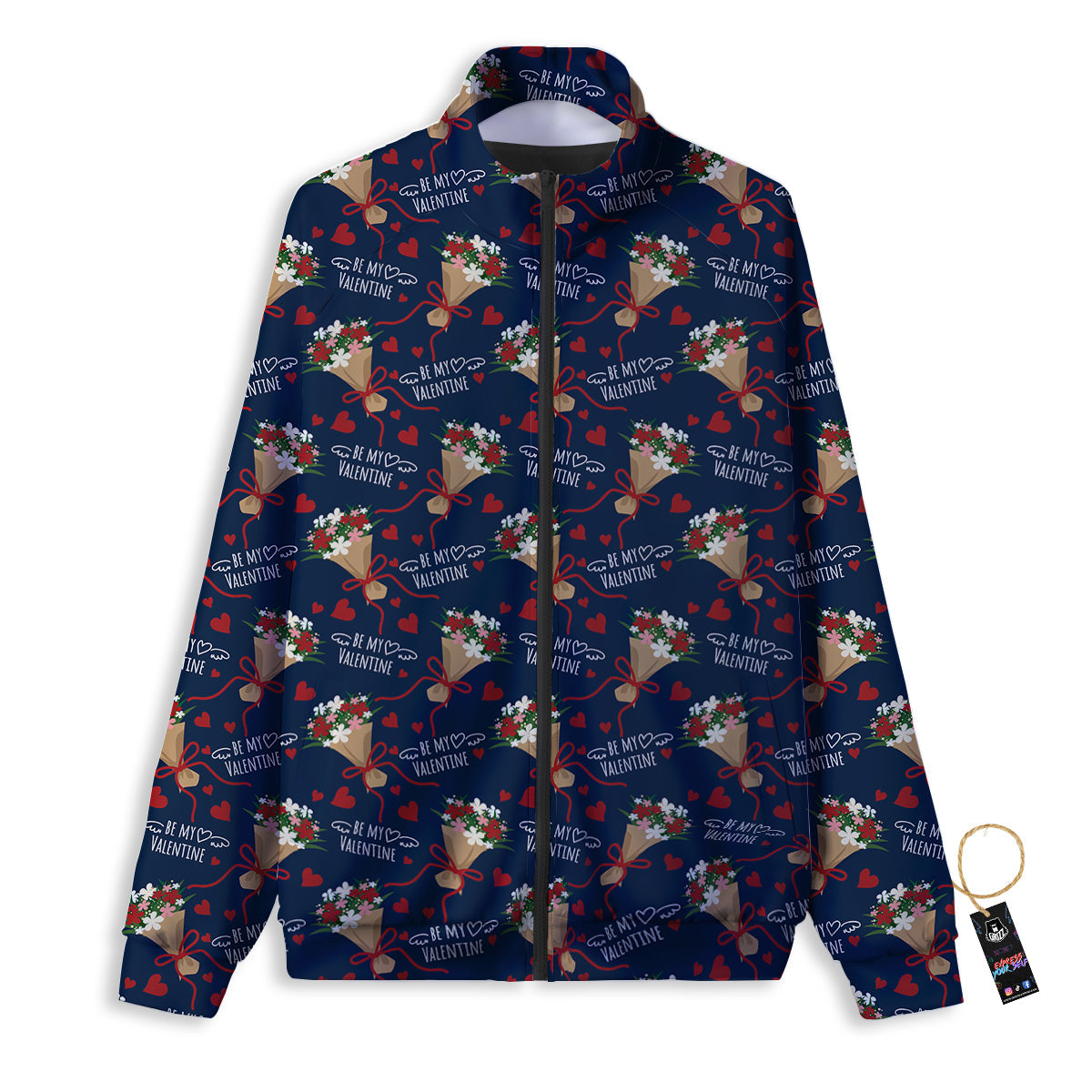 Be My Valentine Floral Print Pattern Track Jacket-grizzshop