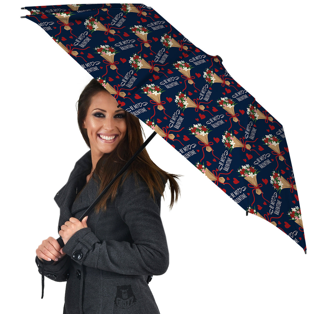 Be My Valentine Floral Print Pattern Umbrella-grizzshop