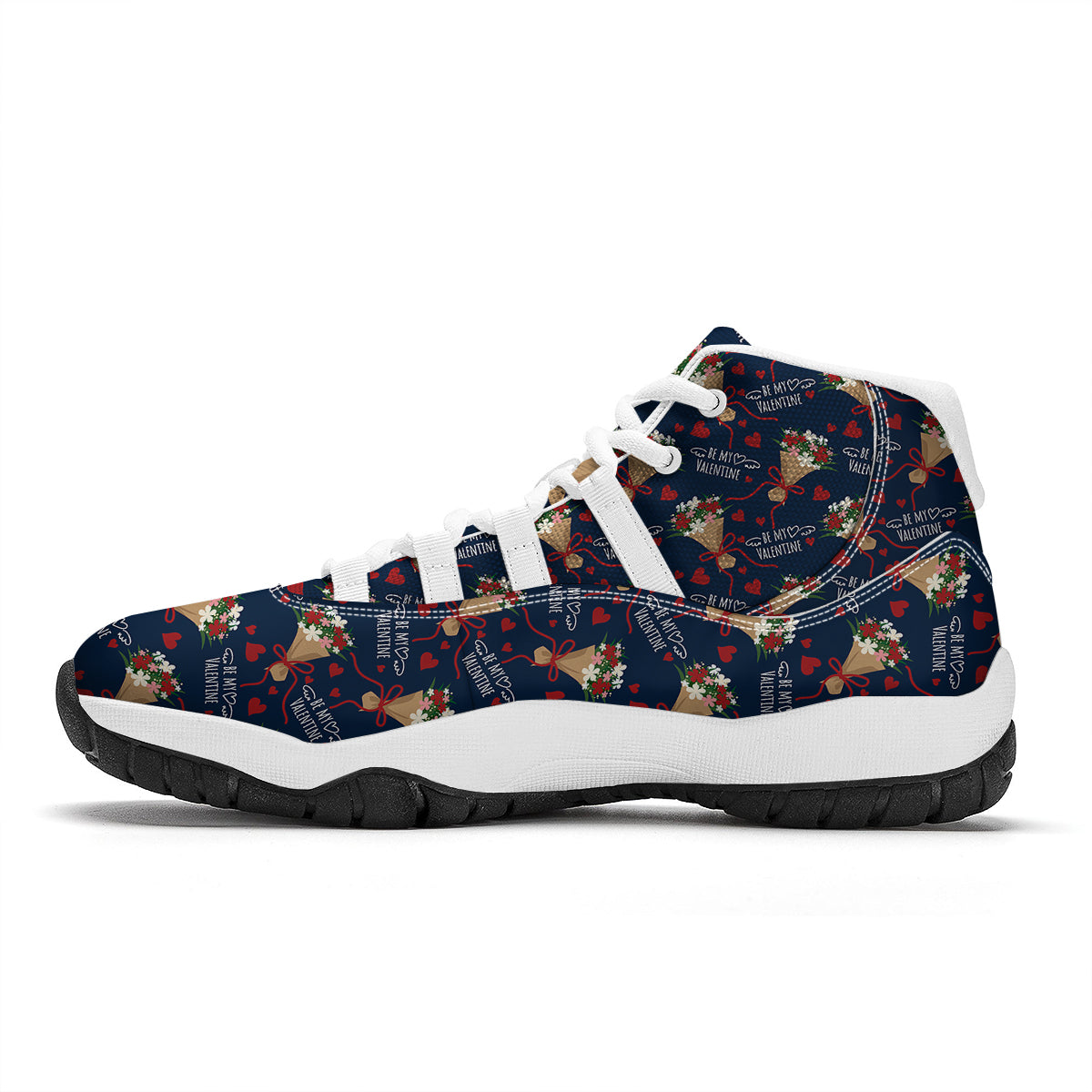 Be My Valentine Floral Print Pattern White Bball Shoes-grizzshop