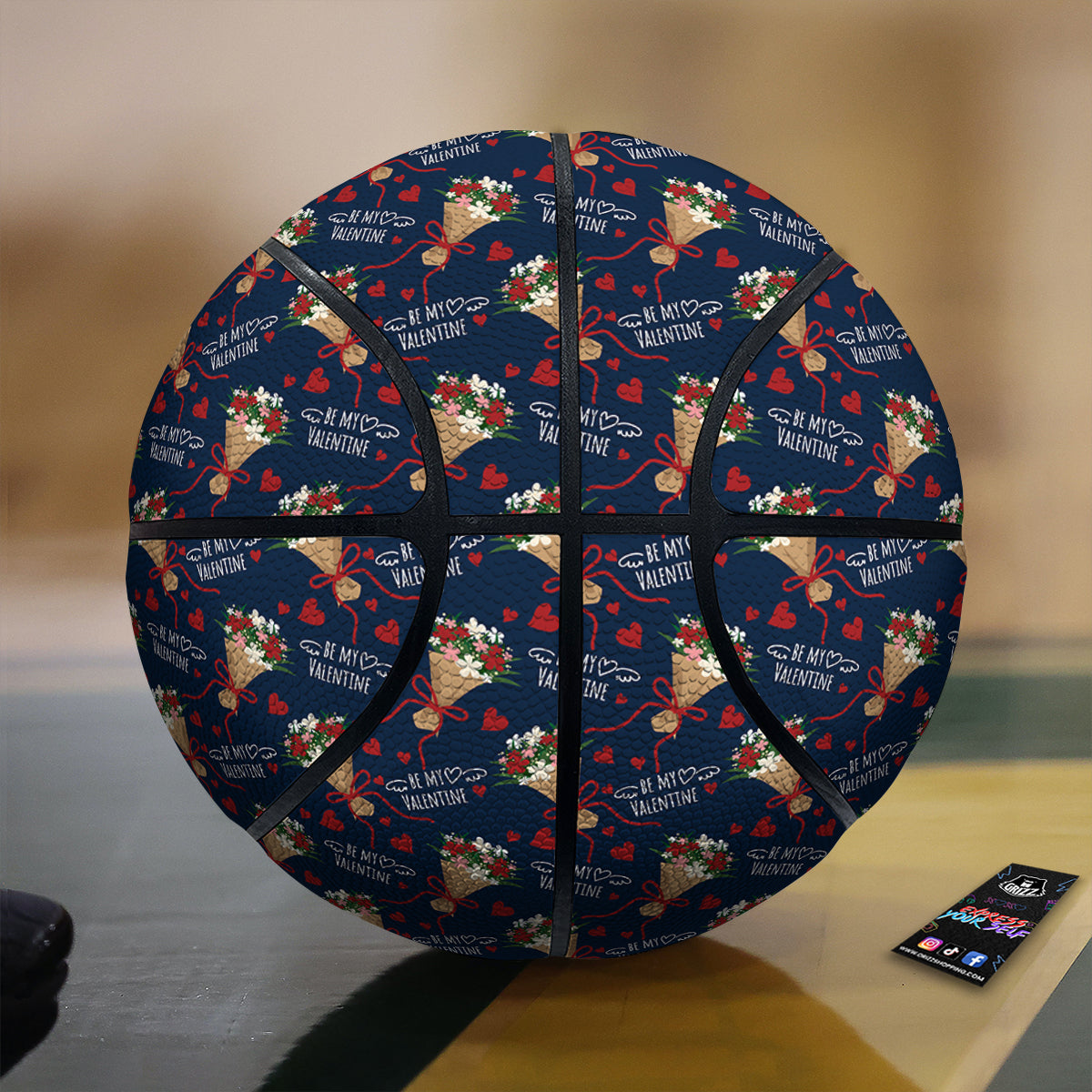 Be My Valentine Floral Print Pattern Basketball