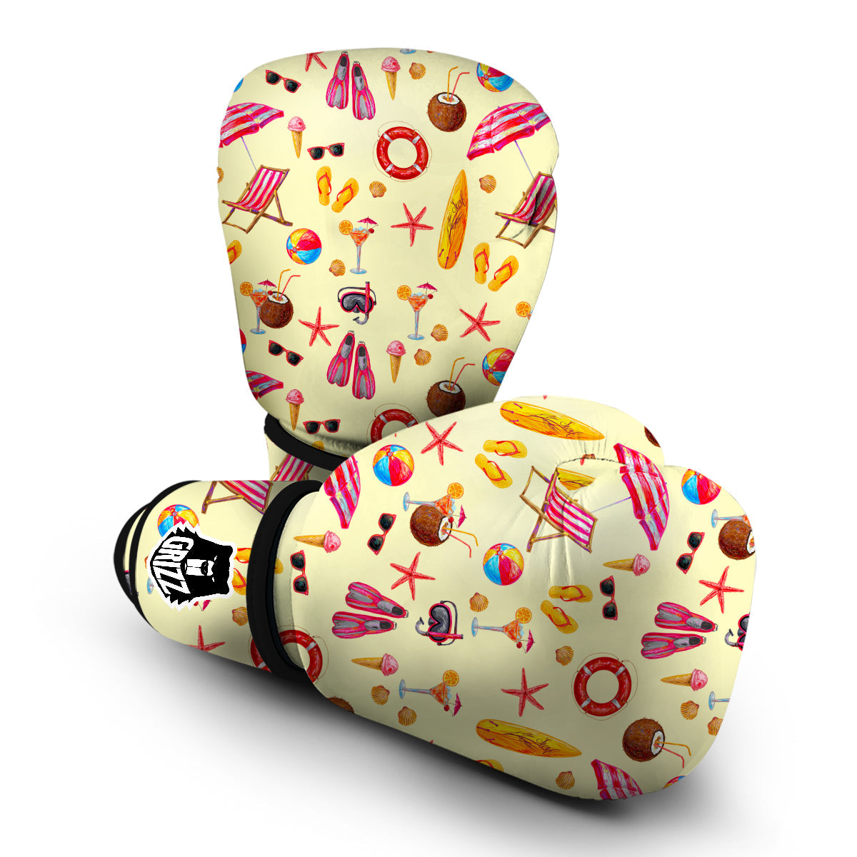 Beach Pattern Print Boxing Gloves-grizzshop