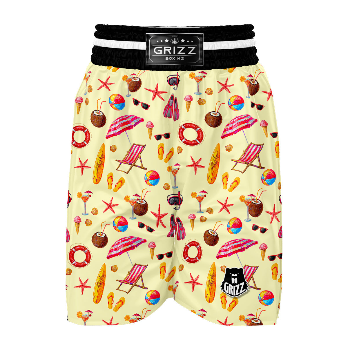 Beach Pattern Print Boxing Shorts-grizzshop