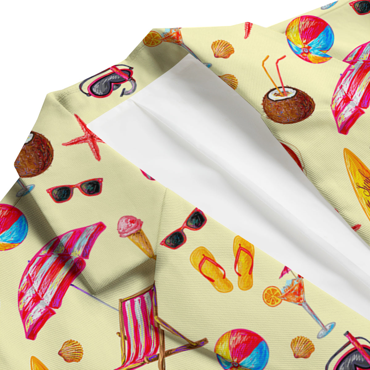 Beach Pattern Print Men's Blazer-grizzshop