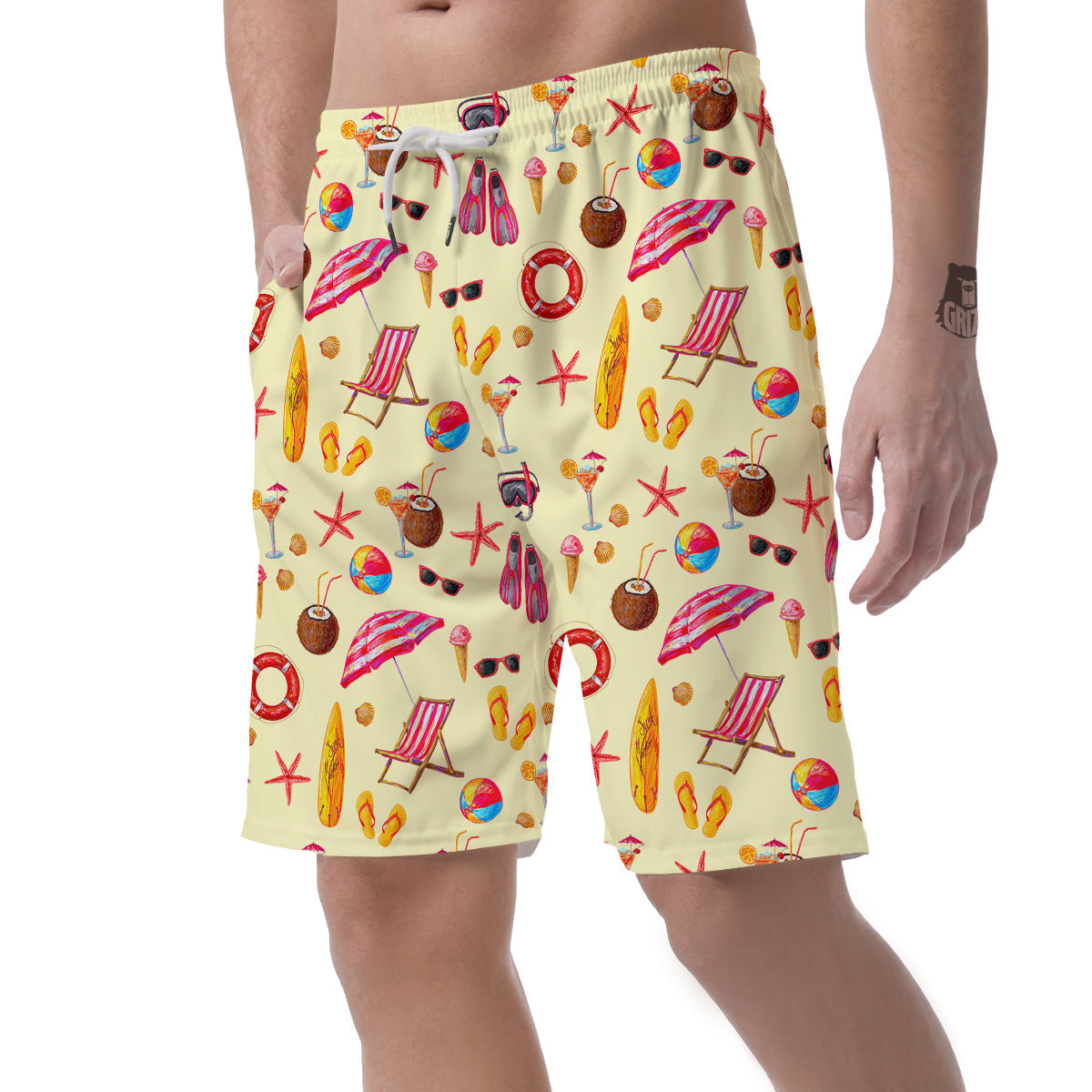 Beach Pattern Print Men's Shorts-grizzshop