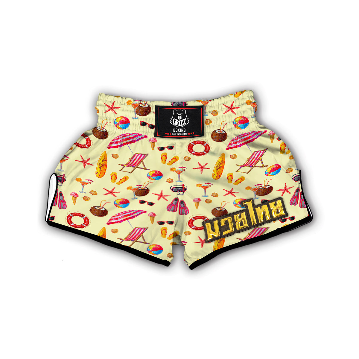 Beach Pattern Print Muay Thai Boxing Shorts-grizzshop