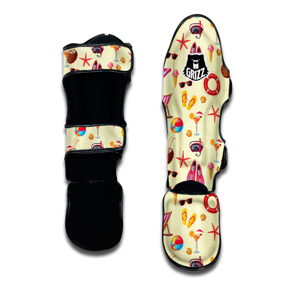 Beach Pattern Print Muay Thai Shin Guards-grizzshop