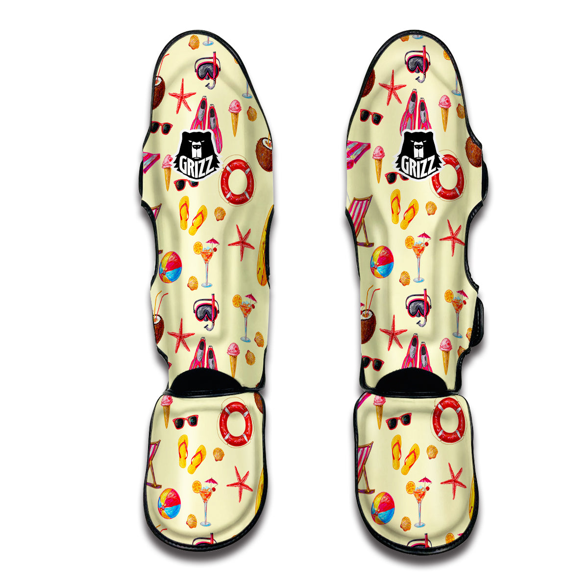 Beach Pattern Print Muay Thai Shin Guards-grizzshop