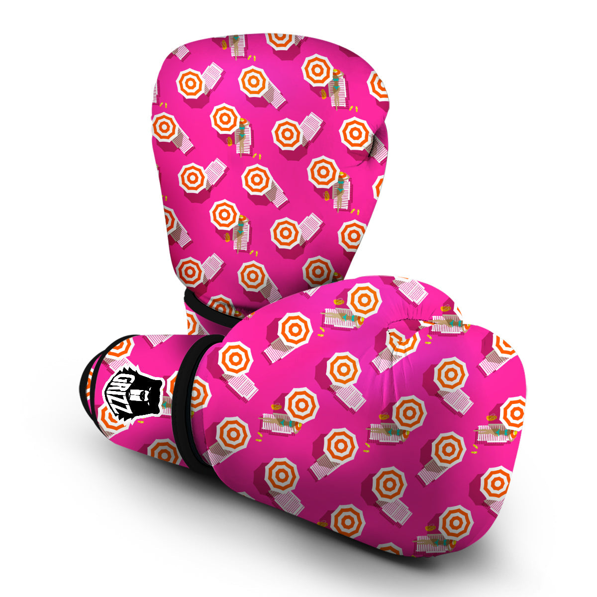 Beach Pink Pattern Print Boxing Gloves-grizzshop