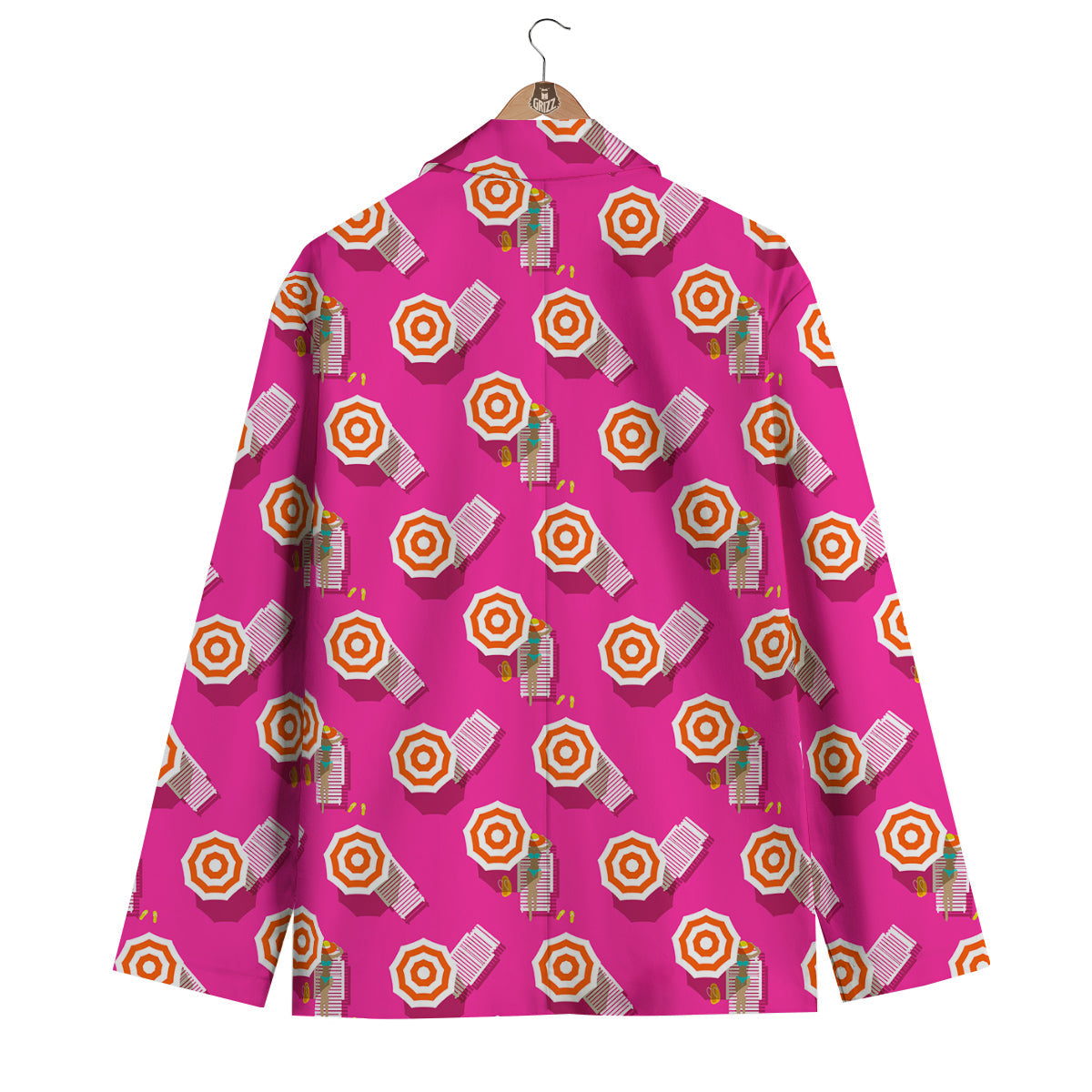 Beach Pink Pattern Print Men's Blazer-grizzshop