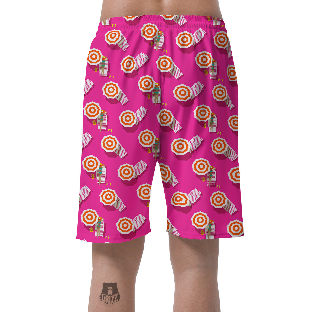 Beach Pink Pattern Print Men's Shorts-grizzshop