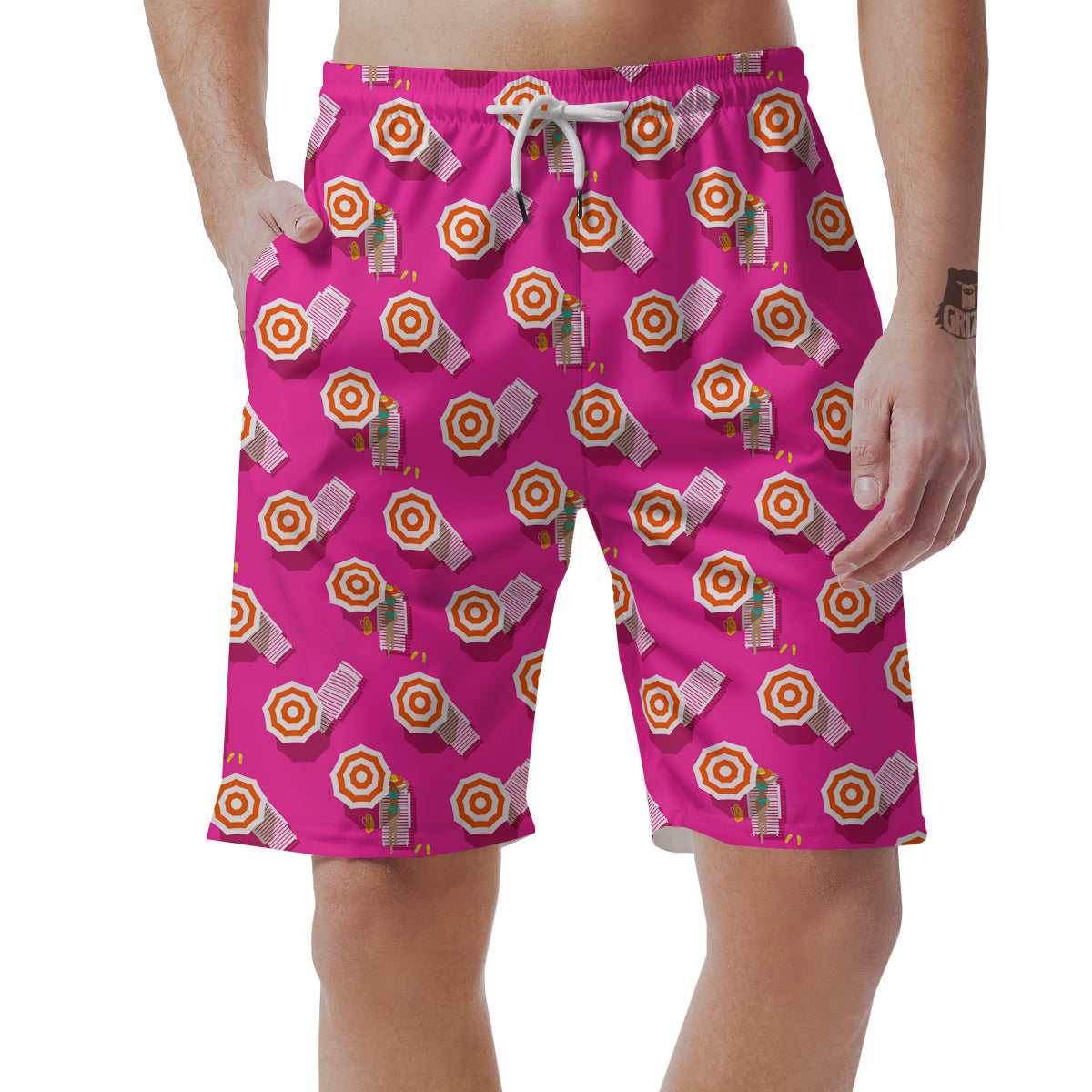 Beach Pink Pattern Print Men's Shorts-grizzshop