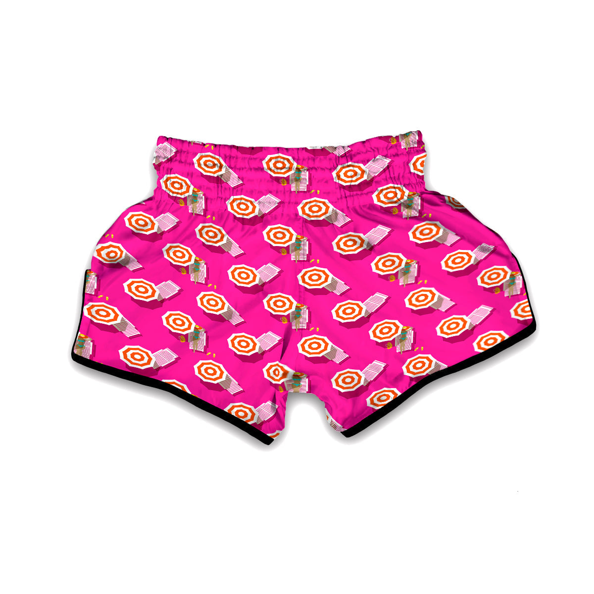 Beach Pink Pattern Print Muay Thai Boxing Shorts-grizzshop