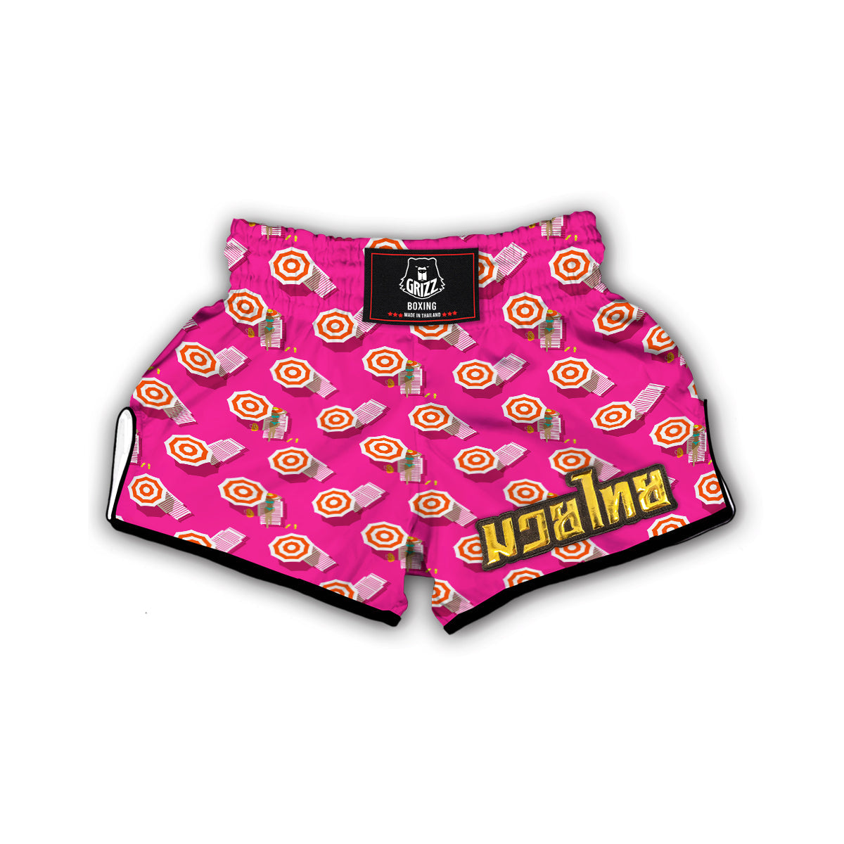 Beach Pink Pattern Print Muay Thai Boxing Shorts-grizzshop