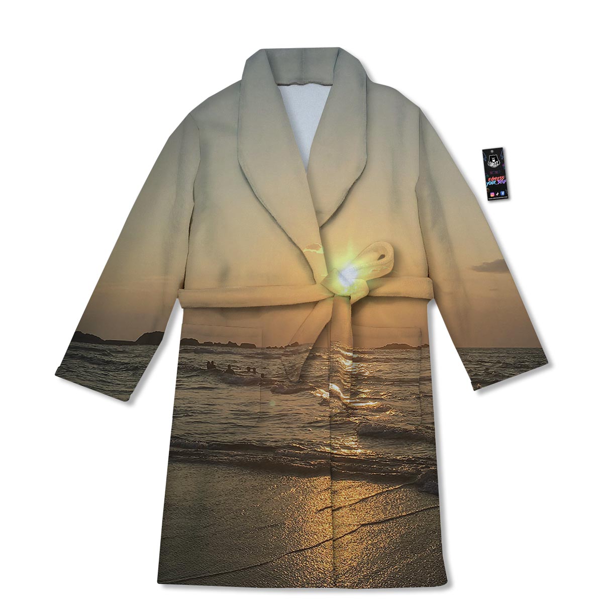 Beach Sunrise Print Bathrobe-grizzshop