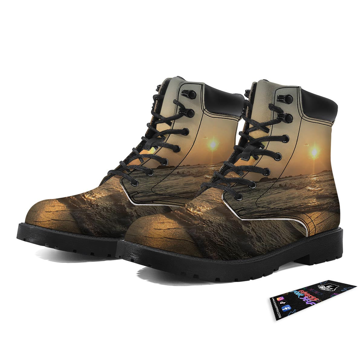 Beach Sunrise Print Boots-grizzshop