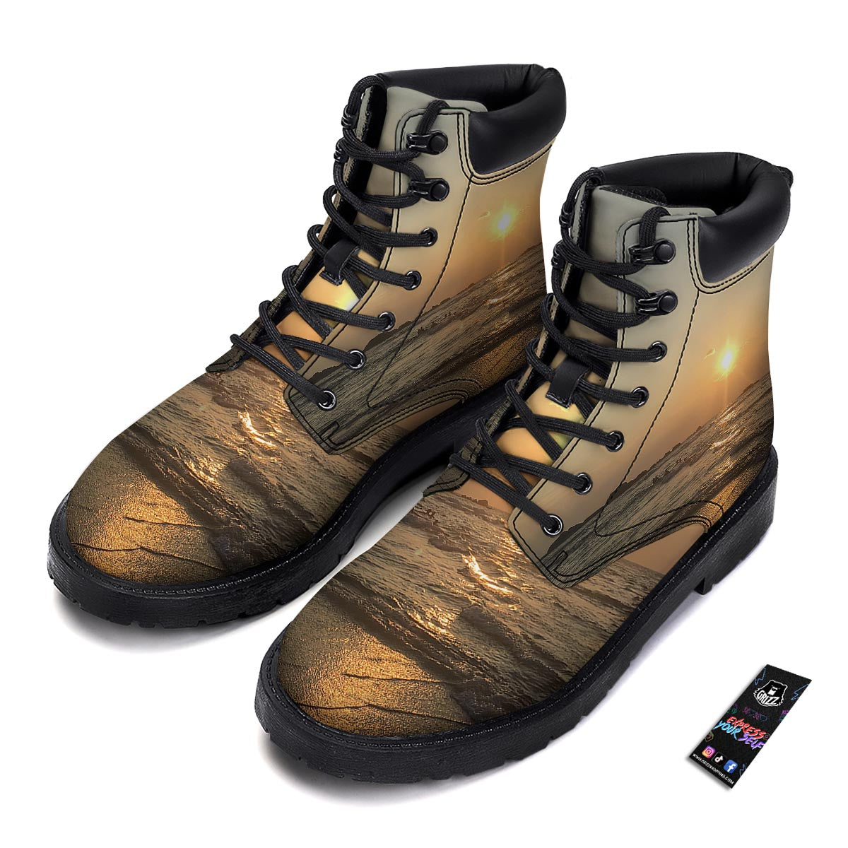 Beach Sunrise Print Boots-grizzshop