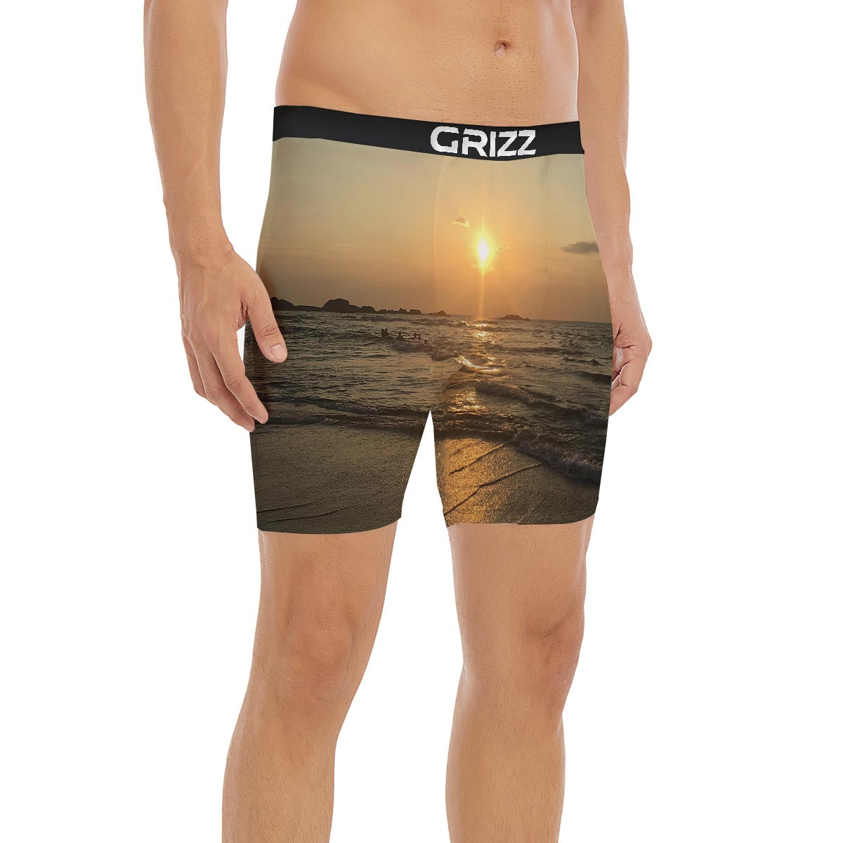 Beach Sunrise Print Boxer Briefs-grizzshop