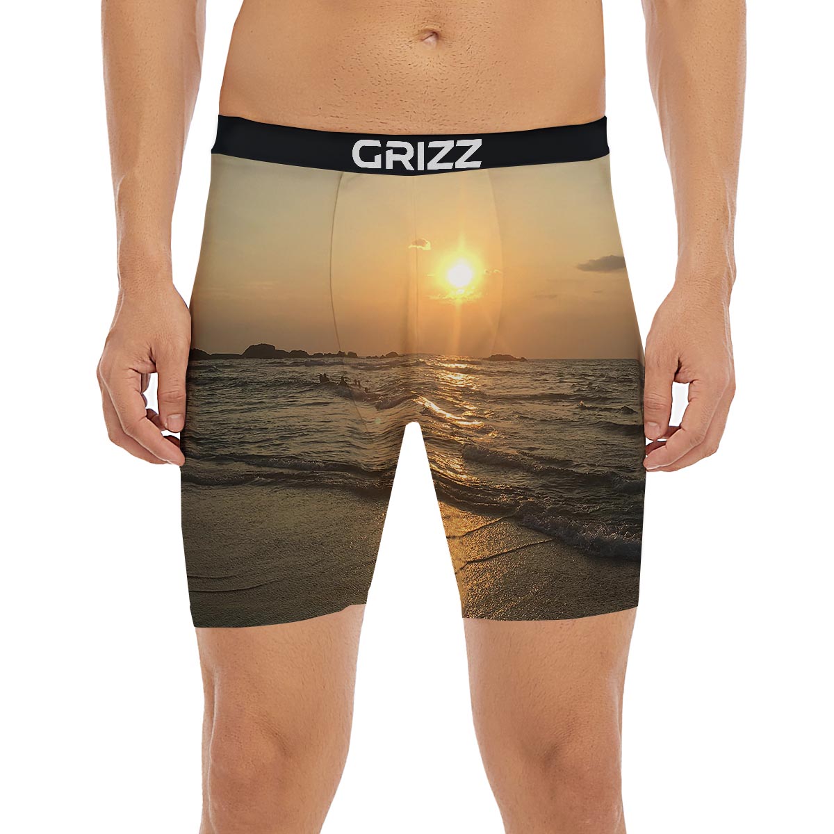 Beach Sunrise Print Boxer Briefs-grizzshop