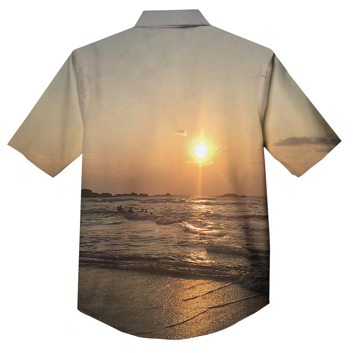 Beach Sunrise Print Button Up Shirt-grizzshop