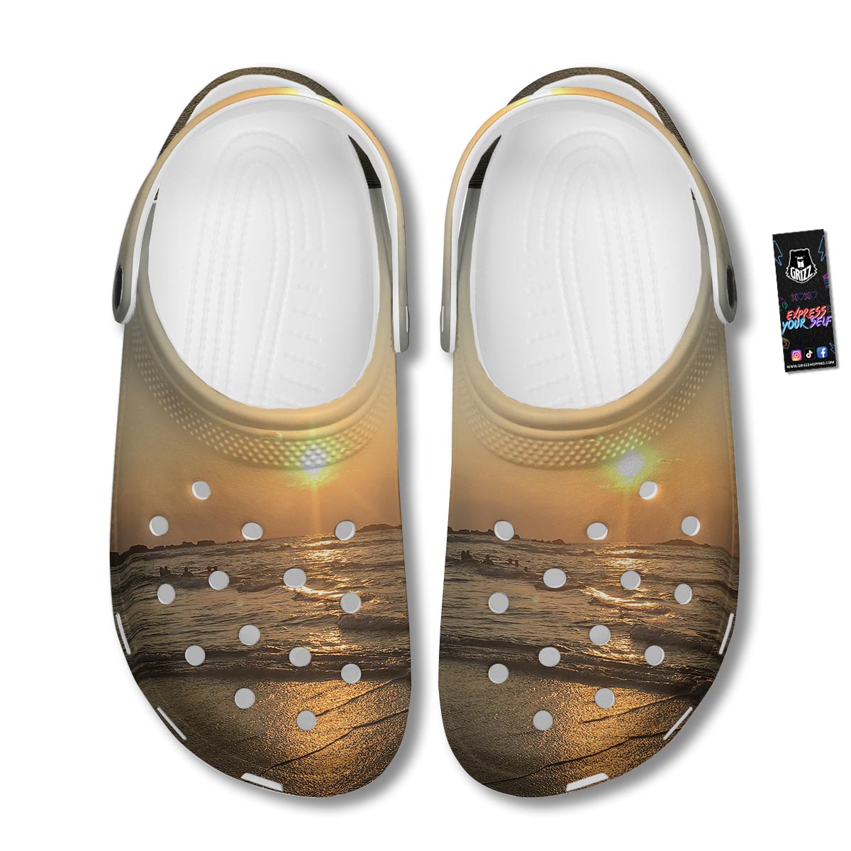 Beach Sunrise Print Clog-grizzshop
