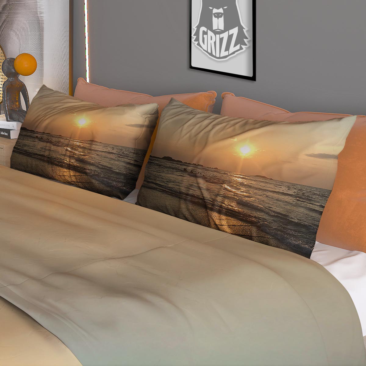 Beach Sunrise Print Duvet Cover Bedding Set