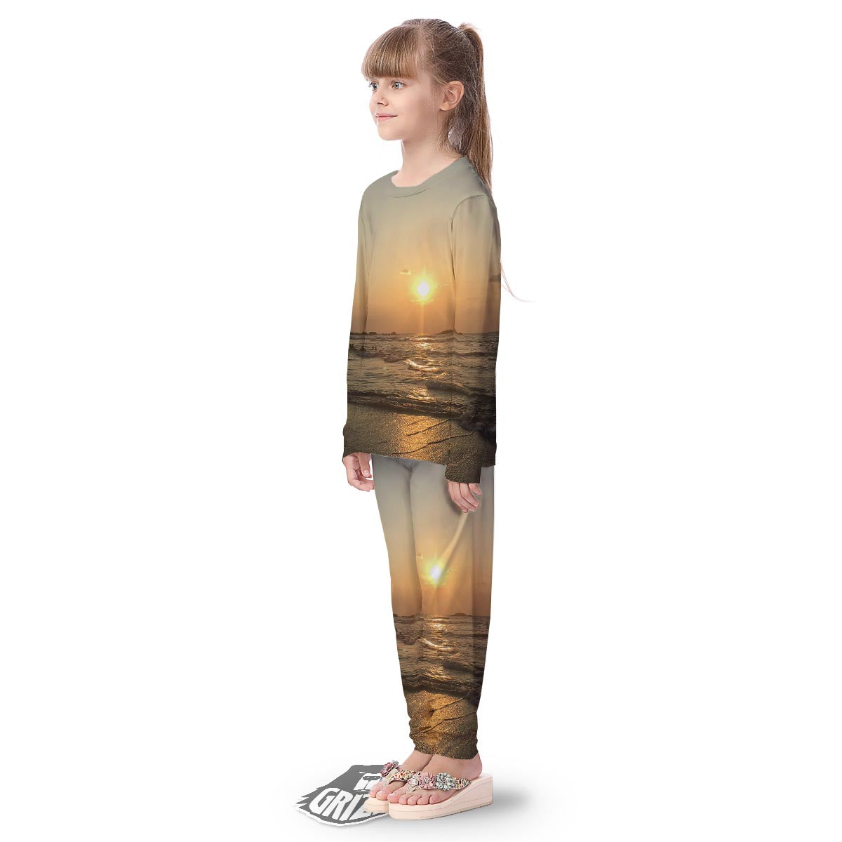 Beach Sunrise Print Kid's Pajamas-grizzshop